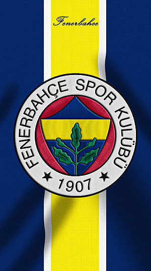 Fenerbahce Spor Kulubu Official Club Crest on Blue and Yellow Jersey Fabric HD phone wallpaper