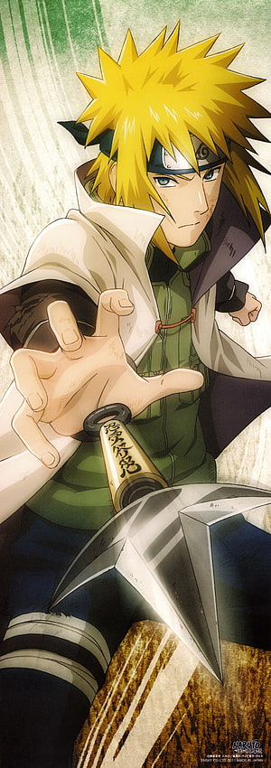 Minato Namikaze, the Fourth Hokage, in a Dynamic Action Pose from the Naruto Anime Series HD phone wallpaper