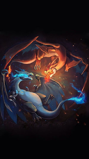 Mewtwo and Moltres Confrontation in Dark Fantasy Digital Art HD phone wallpaper