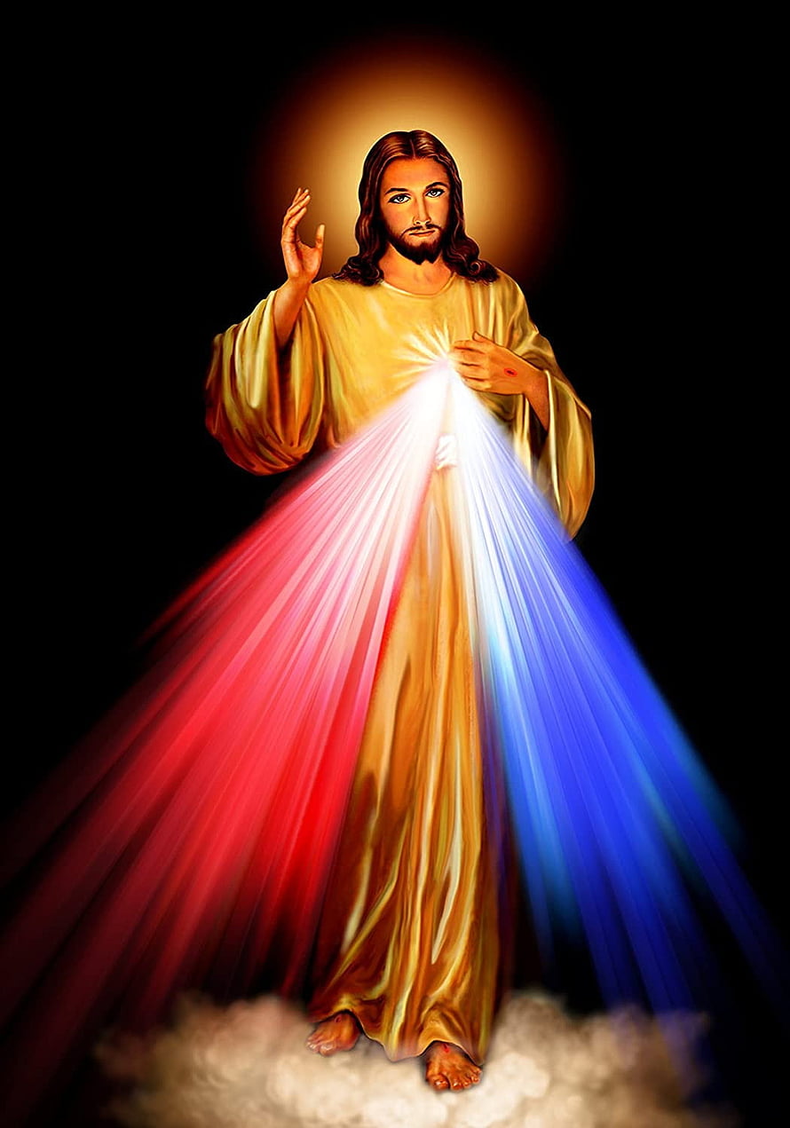 Divine Mercy Jesus Christ with Sacred Heart and Radiant Light Rays HD phone wallpaper