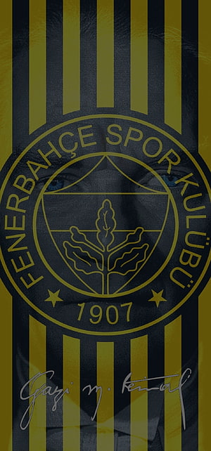 Fenerbahçe Spor Kulübü Emblem with Atatürk Portrait and Signature HD phone wallpaper