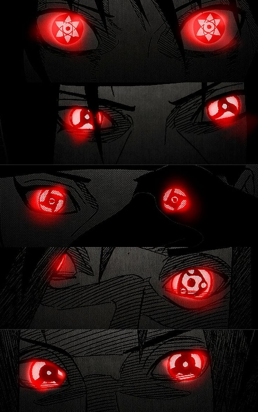 Naruto Mangekyo Sharingan Eye Evolution Collage Featuring Sasuke Itachi Madara and Shisui HD phone wallpaper