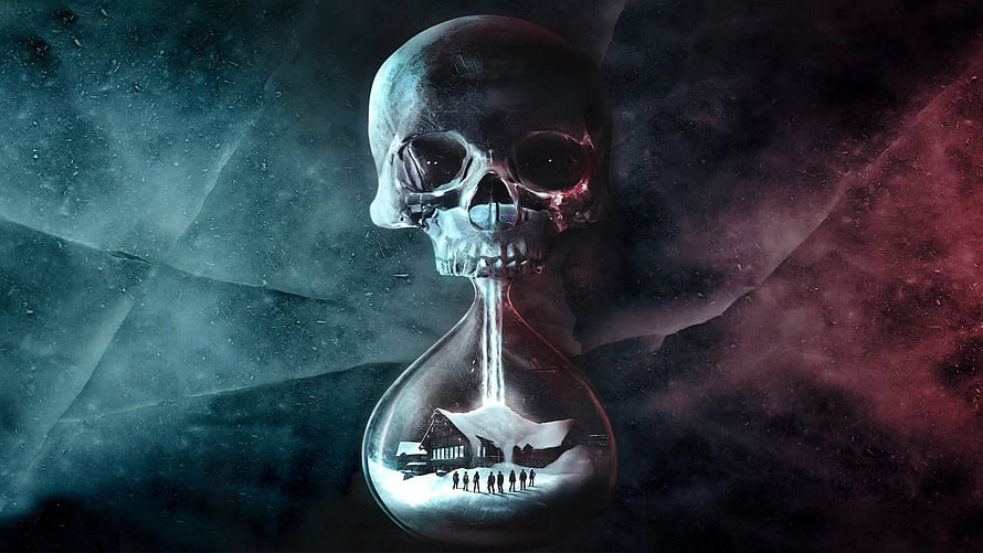Gothic Skull Hourglass with Snowy Village Scene in Dark Fantasy Digital Art HD wallpaper