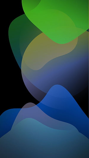 Abstract Gradient Waves in Green and Blue on Black Background HD phone wallpaper