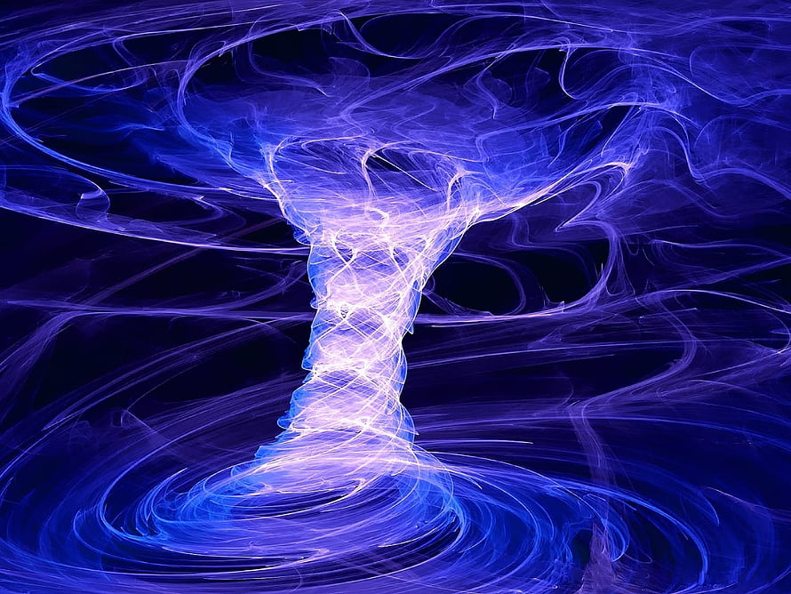 Luminous Blue Energy Vortex with Swirling Abstract Light Trails on Dark Background HD wallpaper