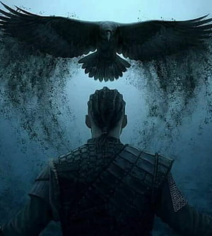 Ivar the Boneless from Vikings with a soaring raven against a misty backdrop HD phone wallpaper