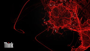 Lenovo Think Abstract Red Fiber Art on Black Background HD wallpaper