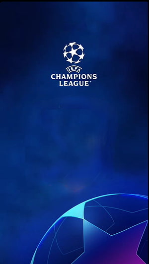 UEFA Champions League Star Ball Logo on Deep Blue Gradient Background HD phone wallpaper
