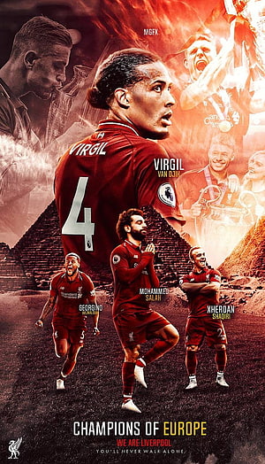 Liverpool FC Champions of Europe 2022 with Virgil Van Dijk, Salah, Wijnaldum, and Shaqiri HD phone wallpaper