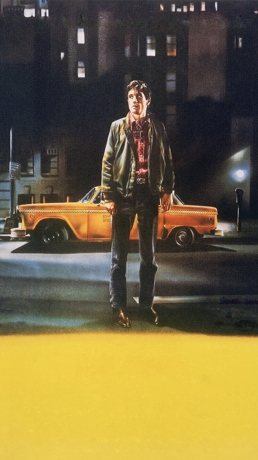 Taxi Driver 1976 Movie Poster Artwork Featuring Travis Bickle and Yellow Cab HD phone wallpaper