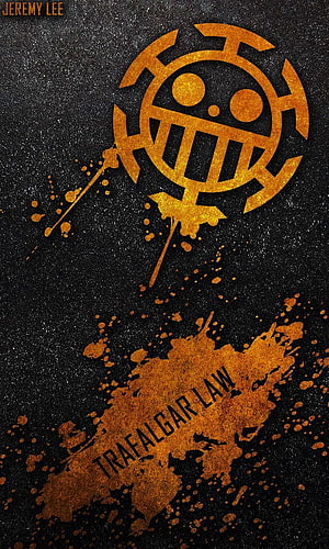 Trafalgar Law Heart Pirates Jolly Roger Emblem on Dark Textured Background HD phone wallpaper