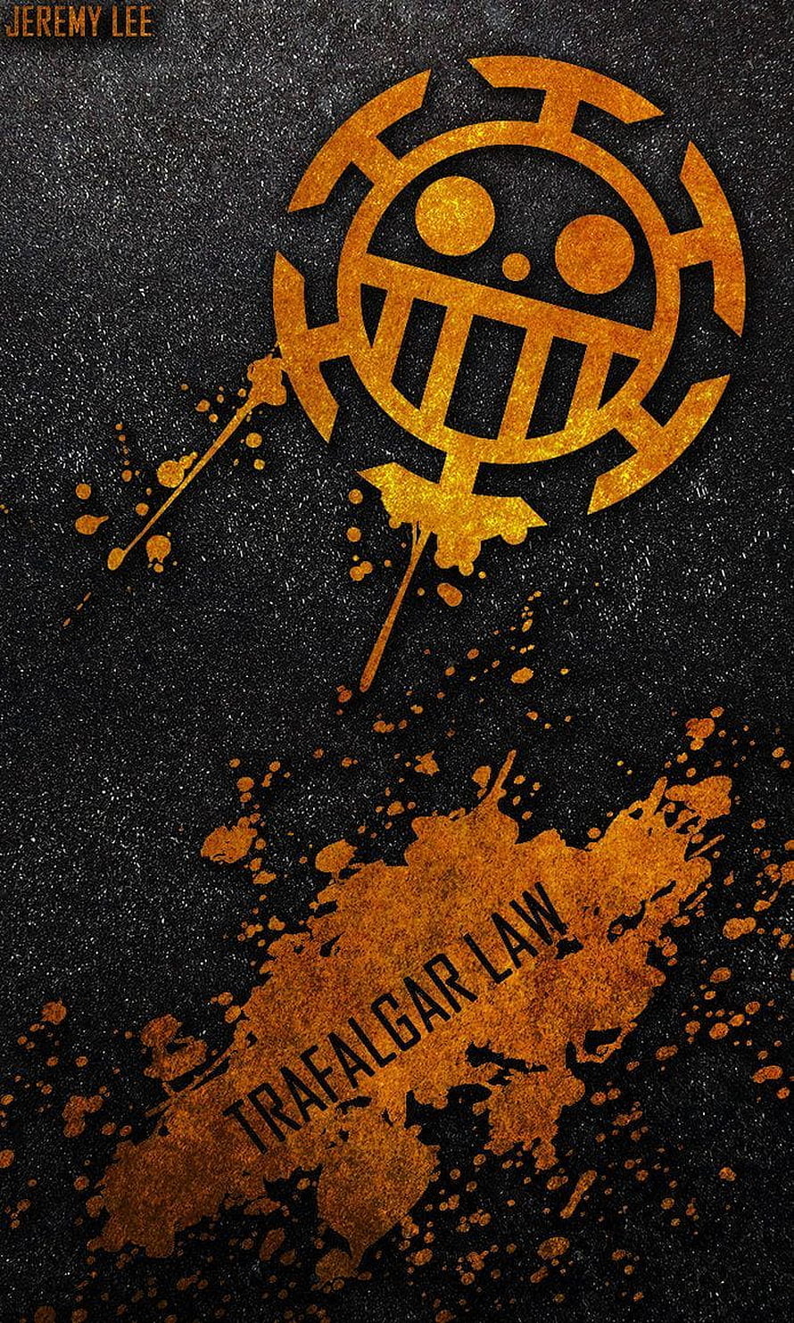 Trafalgar Law Heart Pirates Jolly Roger Emblem on Dark Textured Background HD phone wallpaper