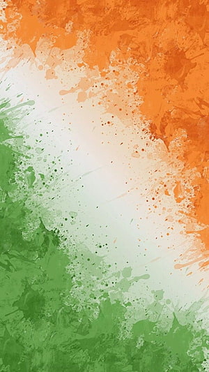 Abstract Indian Flag Watercolor Background With Orange White And Green Paint Splashes HD phone wallpaper