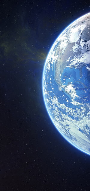 Earth From Space: Blue Planet Horizon With Starfield And Atmospheric Glow HD phone wallpaper