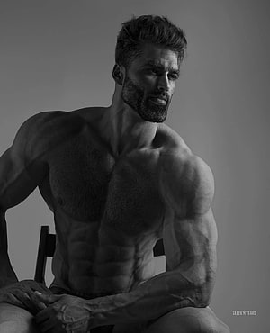 Black and White Portrait of a Muscular Bearded Man with Defined Abs, Giga Chad ideas. chad, memes, muscle men HD phone wallpaper