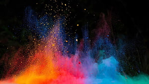 Vibrant Color Powder Explosion Against Dark Background HD wallpaper