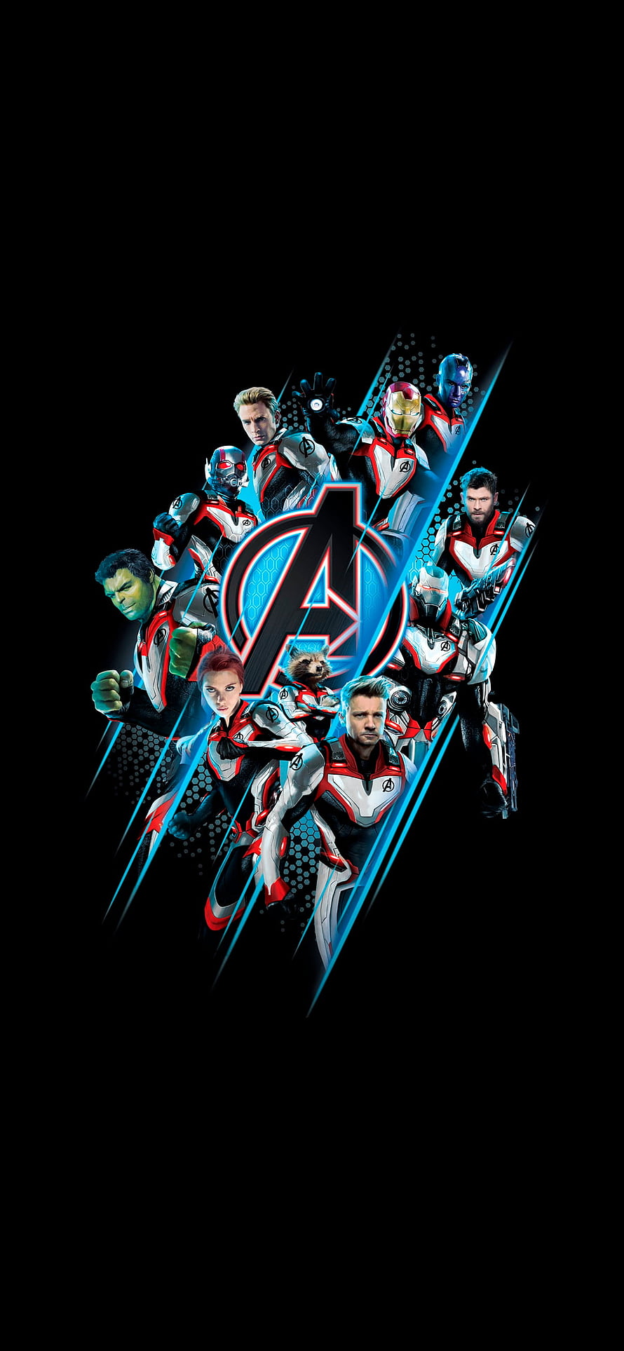 Avengers Quantum Realm Team Artwork with Glowing Logo and Futuristic Suits HD phone wallpaper