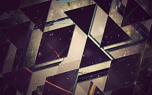 Geometric Abstract Artwork Featuring Shattered Triangles and Cosmic Starlight HD wallpaper