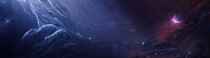 Dark Cosmic Nebula with Swirling Blue and Purple Gas Clouds in Deep Space HD wallpaper
