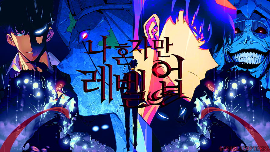 Solo Leveling Anime Key Visual Featuring Sung Jinwoo and Dark Fantasy Characters HD wallpaper