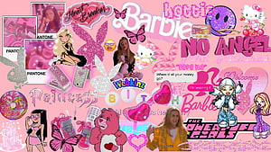 2000s Y2K Aesthetic Collage Featuring Barbie, Bratz, Webkinz, and Hello Kitty HD wallpaper