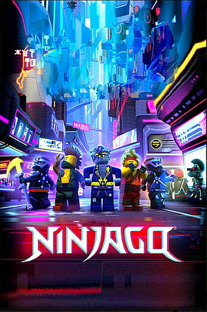 LEGO Ninjago Prime Empire Season 12 Character Lineup in Neon Cyberpunk City HD phone wallpaper