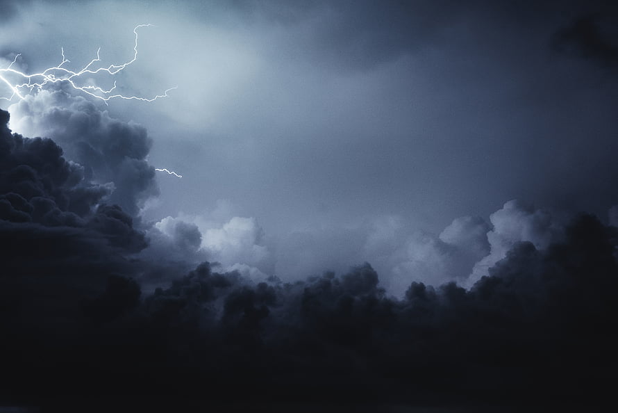 Dramatic Thunderstorm Sky with Bright Lightning Bolts and Dark Storm Clouds HD wallpaper