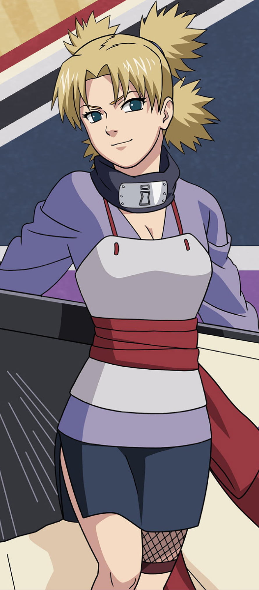 Temari from Naruto anime in her signature outfit with fan and headband HD phone wallpaper