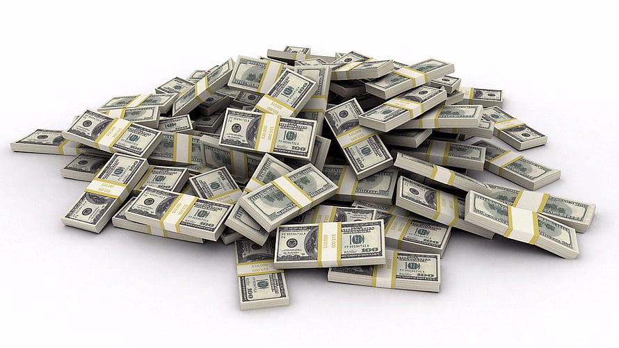 Stacks of US Dollar Bills Piled on White Background HD wallpaper
