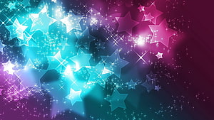 Vibrant Abstract Starburst Background with Glowing Cyan and Magenta Sparkles HD wallpaper