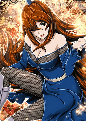 Mei Terumi as Fifth Mizukage in Blue Dress with Fiery Background HD phone wallpaper