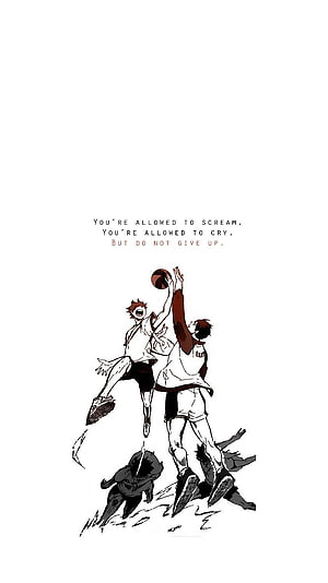 Haikyuu Basketball Players Jumping for the Ball with Motivational Quote HD phone wallpaper