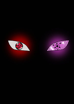 Naruto Sharingan and Rinnegan Eye Design on Black Background HD phone wallpaper