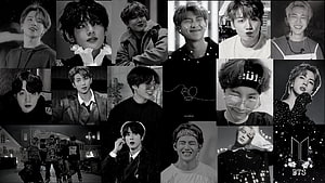 BTS Black and White Photo Collage Wallpaper HD wallpaper