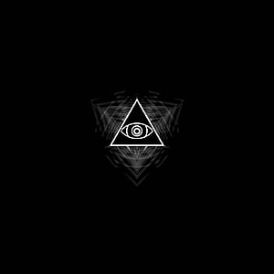 Minimalist All-Seeing Eye Triangle Symbol with Geometric Fractal Reflection on Black Background HD phone wallpaper