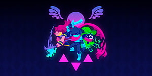 Rune and Deltarune Characters in Vibrant Neon Fantasy Artwork HD wallpaper