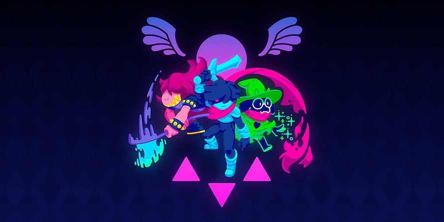 Rune and Deltarune Characters in Vibrant Neon Fantasy Artwork HD wallpaper