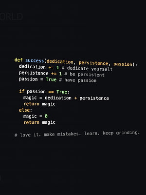 Python Code Snippet Illustrating Success Through Dedication and Passion HD phone wallpaper