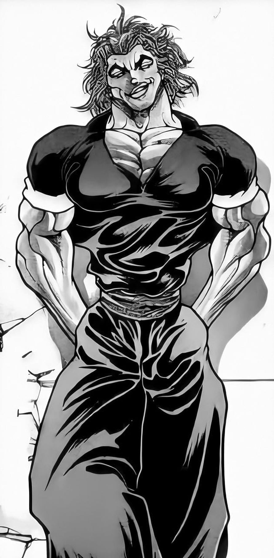Yujiro Hanma Baki Manga Character Black and White Illustration HD phone wallpaper