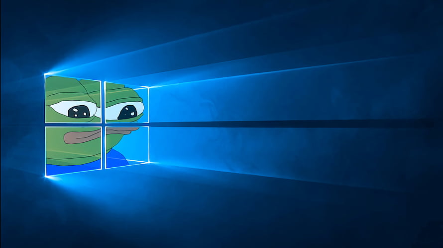 Meme PC Windows 10 Style Desktop Background with Pepe the Frog Logo HD wallpaper
