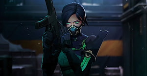 Valorant Viper Cinematic Character Art with Tactical Gear and Glowing Eyes HD wallpaper