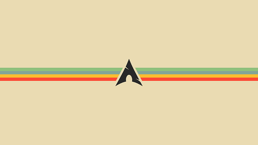 Arch Linux Logo on Gruvbox Palette with Minimalist Horizontal Stripes HD wallpaper