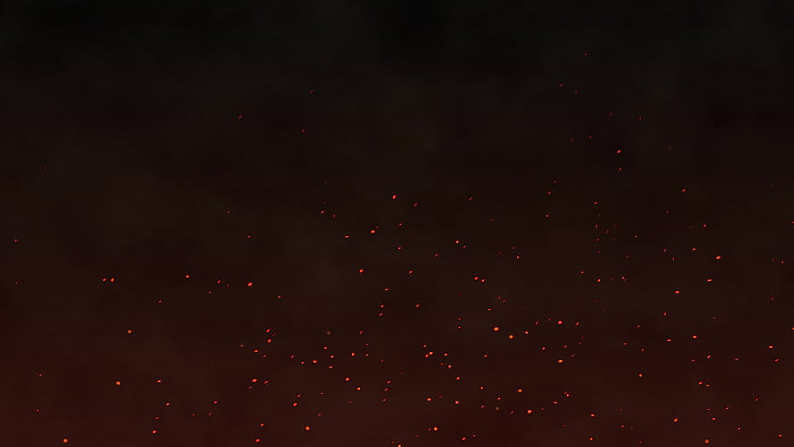 Glowing Red Embers Drifting Through Dark Smoke and Ash HD wallpaper