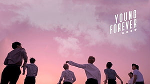 BTS Young Forever Pastel Skyline Silhouette Aesthetic HD wallpaper