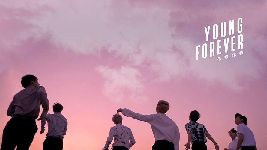 BTS Young Forever Pastel Skyline Silhouette Aesthetic HD wallpaper
