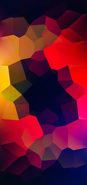 Vibrant Geometric Low Poly Abstract Pattern with Warm Red and Orange Tones on Dark Background HD phone wallpaper
