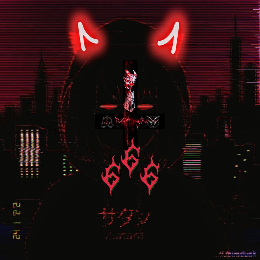 Dark Phonk Aesthetic with Glitch Art, Red Neon Cat Ears, and 666 Symbolism HD phone wallpaper