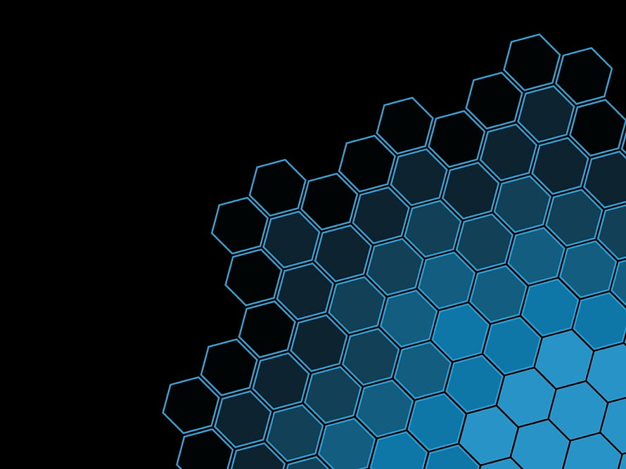 Abstract Dark Blue Hexagon Grid Pattern on Black Background HD wallpaper