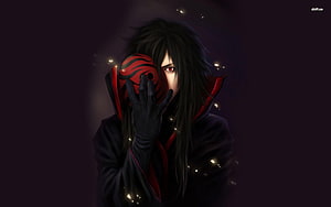 Madara Uchiha Holding Rinnegan Mask in Dark Anime Illustration HD wallpaper
