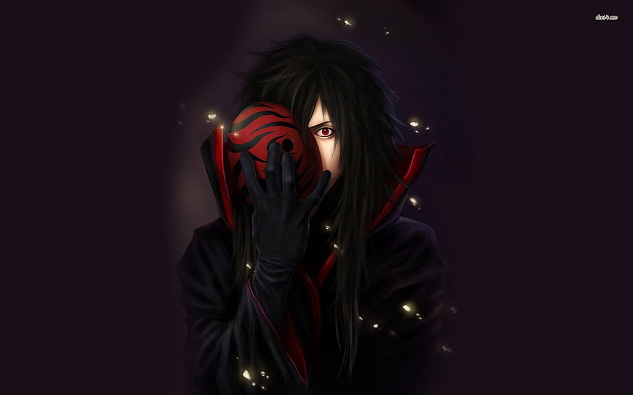 Madara Uchiha Holding Rinnegan Mask in Dark Anime Illustration HD wallpaper